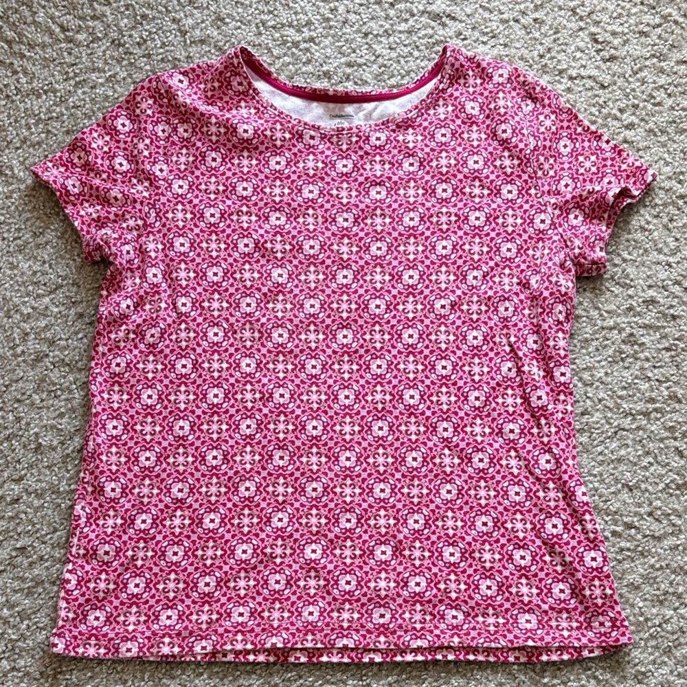 croft & barrow Pink Floral Geo Short Sleeve Tee
